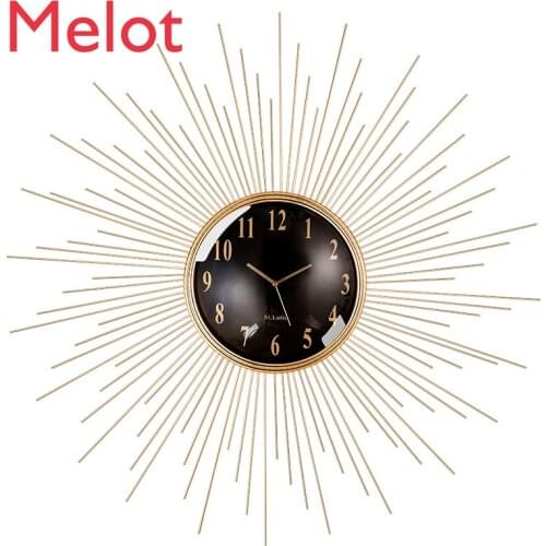 Affordable Luxury Style Wrought Iron SUNFLOWER Wall Clock Home Mute Decorate Clock Living Room Wall Clocks Personalized Wall