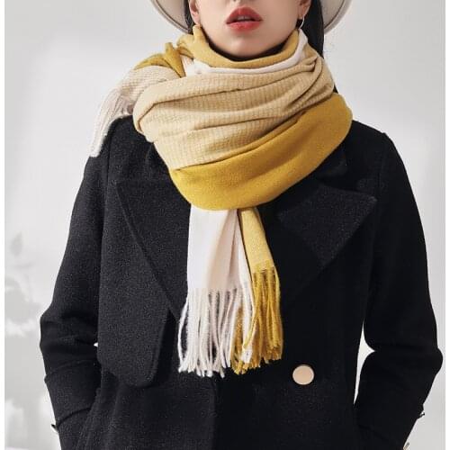 2021 winter new imitation cashmere scarf pure color fringed scarf women long warm shawl