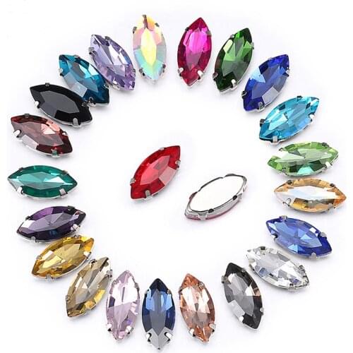 Mix Color New ! More Sizes ! Horse Eye Crystal Glass Sewing Rhinestones with Claw DIY Jeans Woman and Wedding Dresses