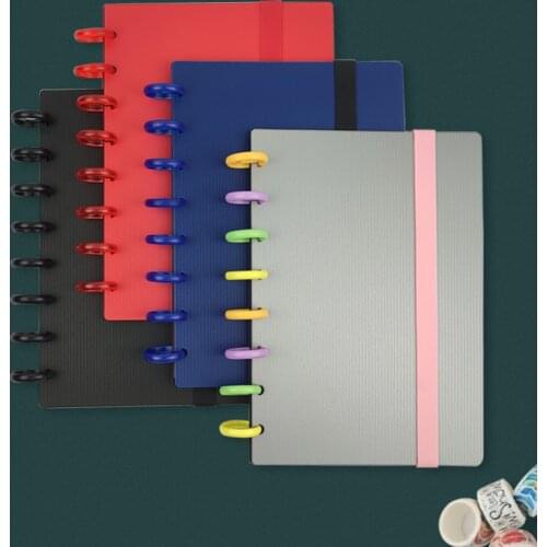DIY Mushroom Hole A5 Stripe Notebook Cover Loose-leaf Notepad Shell Elastic Strap 8 Pcs Binding Discs Binder Notebook Assembly