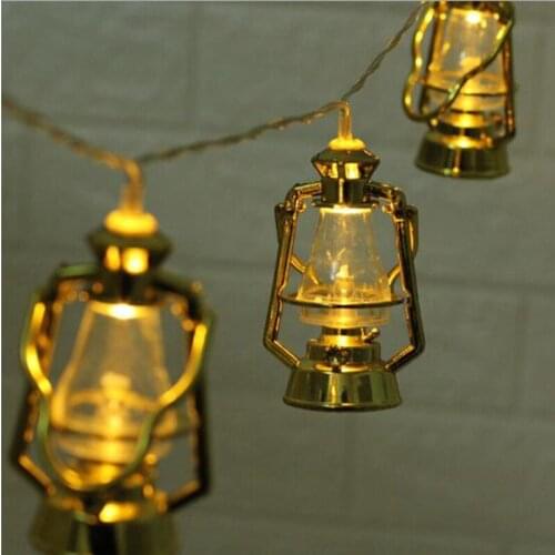 Muslim Ramadan Lantern string Eid Mubarak Halloween oil lamp battery box led decorative lantern