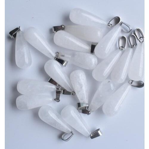 Wholesale 30pcs/lot Fashion natural crystal water drop shape Charms Pendants for women and men jewelry making free shipping