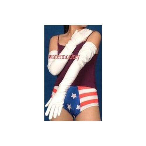 Sexy women Beautiful glove Red color PVC Faux Leather Spandex zentai Long Opera Gloves Unisex