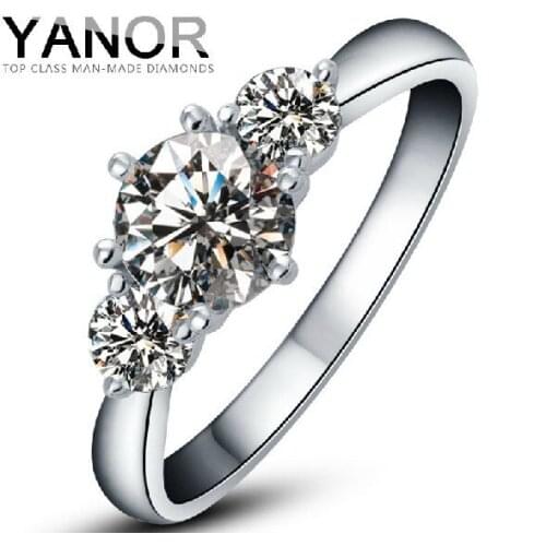 Quality Guarantee 18K White Gold Stunning Three Stnoes 2Ct Round Cut Moissantie Ring for Women Engagement Wedding Bridal Ring