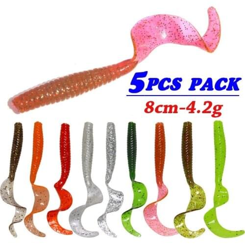 5pcs/lot Soft Silicone Fishing Lures Jigging Bait Fish Larvae Bass Wobbler Baits Artificial Swimbait Freshwater Fishing Tackle