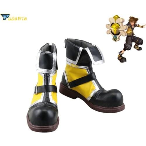 Kingdom Hearts Sora Yellow Cosplay Boots Shoes Custom Made