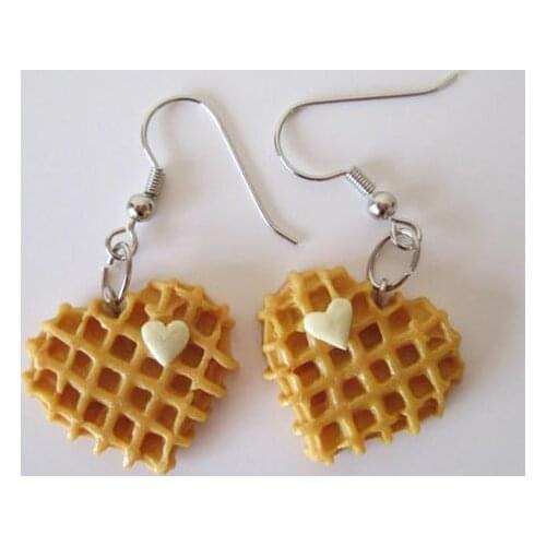 Waffle Earrings,Miniature Food Earrings, Waffle Jewelry, Breakfast Earrings, Food Jewelry, Food Earrings, Valentines Day Gift
