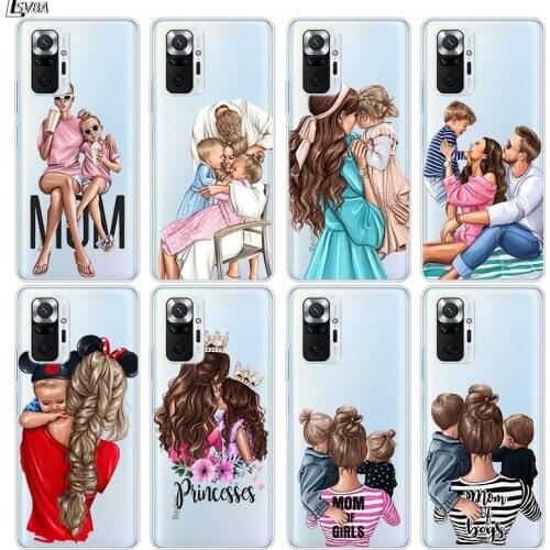 Family Mom Baby Dad Silicone Cover For Xiaomi Redmi Note 10 10S 9 9S Pro Max 9T 8T 8 7 6 5 Pro 5A 4X 4 Phone Case