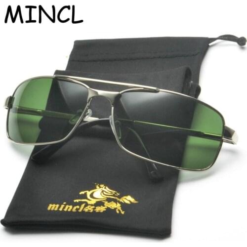 MINCL/ Green Glass Lens Classic Vintage Sunglasses Women Men Luxury Design Brand Driving Retro Sunglasses Ladies for Male NX