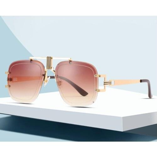 Oversized Rectangular Sunglasses Women Vintage 2019 NEW Luxury Designer brand Metal Large Frameless Punk Sunglasses Men NX
