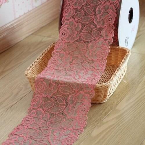 Dark Pink Stretchy Lace Trim 6.29" Wide 2 yards for costume crafting supplies