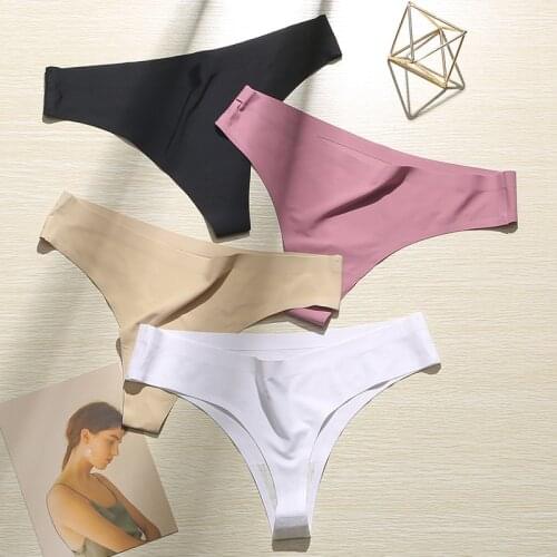 New Ice Silk Thong Seamless One - Piece Women 's Underwear Low Waist Sexy Solid Color Breathable Briefs