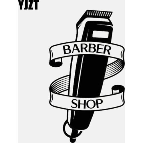 YJZT 8.5CM*15CM Barber Shop Shaver Barbers Hair Cut Vinyl Black/Silver Car Sticker C22-0054