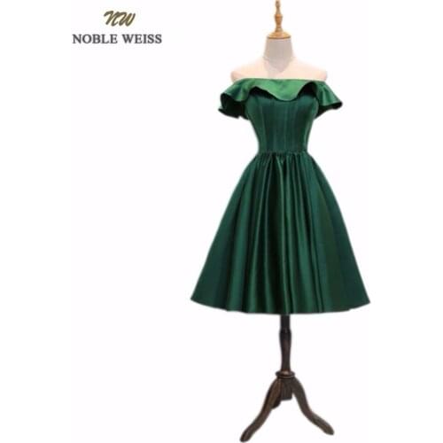 NOBLE WEISS New Style fashion Knee-Length quality green party dresses vestido de novia lace up boat neck a-line prom dress