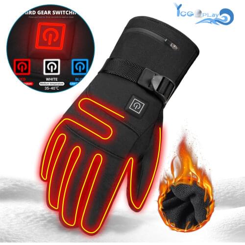 Winter Warm Riding Gloves Electric Heating Touch Screen Ski Gloves Cold Windproof Waterproof Battery Heated Motorcycle Gloves