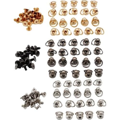 20 Sets Brass Buttons Rivet Studs Screw Back Round Head Ring Leather Crafts