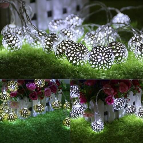 20 leds metal hollow spherical battery boxes holiday lights Christmas lights LED holiday decorations