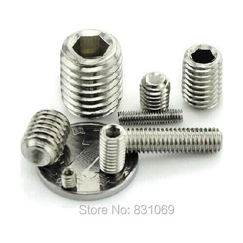 200pcs/Lot Metric Thread M4x4mm Stainless Steel Hex Socket Set Grub Screw Flat Head Brand New