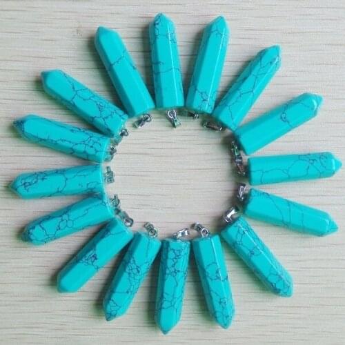 2018 Fahsion Hot Selling pendulum hexagonal pillar Charms Stone Pendants Teardrop 12Pcs Wholesale Free shipping