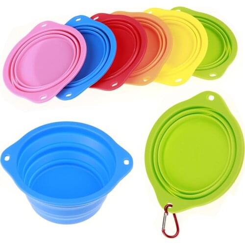 850 ML Large Collapsible Folding Silicone Pet Dog Binaural Bowl Outdoor Travel Portable Puppy Food Container Feeder Dish Bowls
