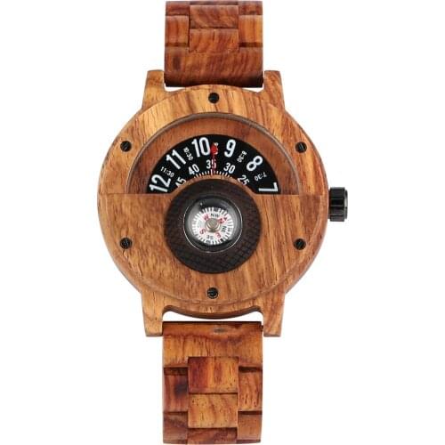 New Hot Sale Wood Watch Creative Clock with Compass Men Wristwatch Full Wooden Band Male Watches Husband Dad Gifts Reloj Hombre