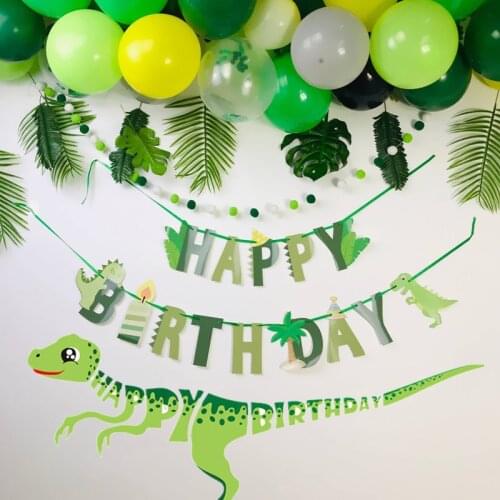 Dinosaur Party Supplies Happy Birthday Banners Paper Garland for Kids Boy Birthday Party Decoration Dino Event Party Decorations