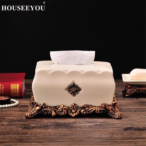 European Luxurious Glaze Ceramic Tissue Box Paper Dispenser Towel Holder Rack Home Bar Storage Organizer Container Decor Crafts