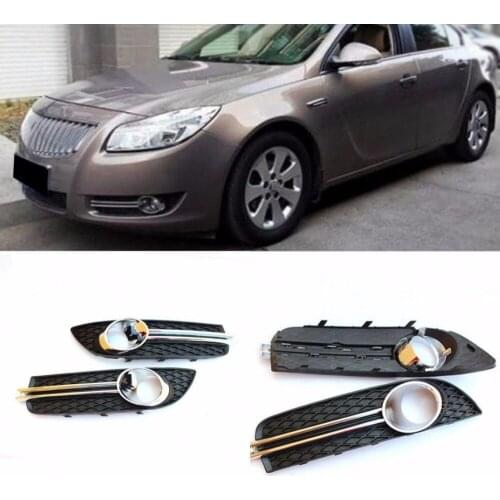 JanDeNing 2pcs Kit Car New Black Front Left + Right Bumper Fog Light Lamp Cover Grille Fit for Buick Regal 2009-2013