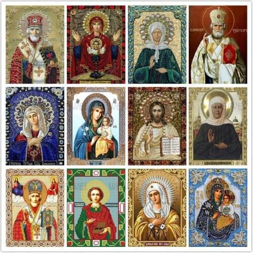 Virgin Maria 5D Diy Full Square&round Diamond Painting Handmade Gift Religion Jesus Mosaic Patch Embroidery Wall Art Picture