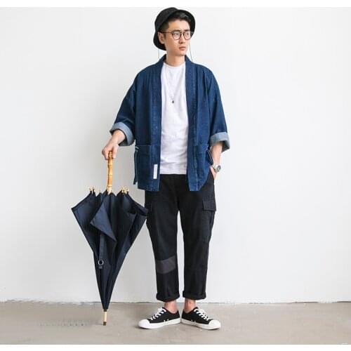 Kimono Cardigan Men Japanese Fashion Shirt Kimonos Samurai Costume Yukata Haori Asian Streetwear Japanese Clothes Jacket 30035
