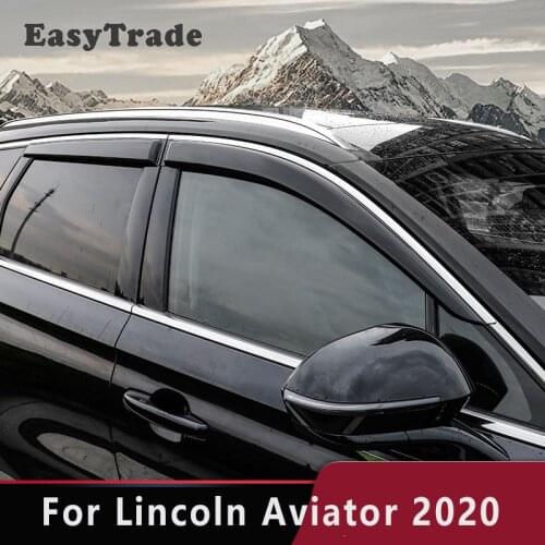 For Lincoln Aviator 2020 2021 Accessories Stainless Steel Car Window Visor Door Rain Sun Shield Side Windows Cover Trim 4 Pcs