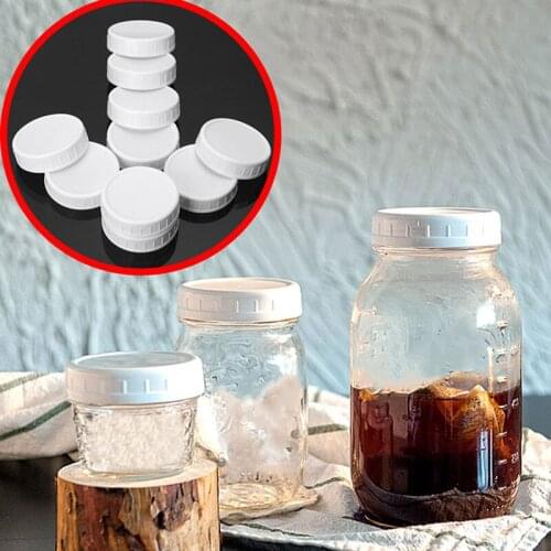 10 Pack Mason Jar Lids Unlined Ribbed Plastic Cup Lid For Regular Mouth Mason Cannings Leakproof Storage Bottle Caps Cover
