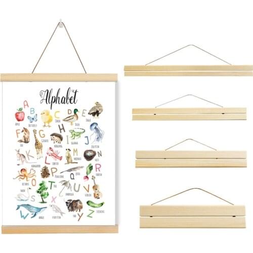 Magnetic Poster Hanger Pictures Frame Solid Teak Pine Wood Kit for Photos Artwork Scratch Map Canvas Prints Kids Room Home Decor