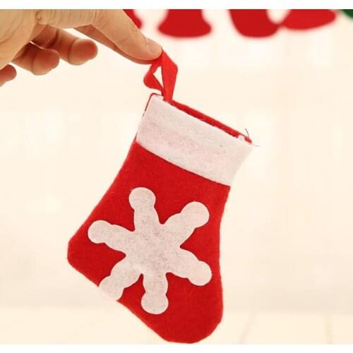 Mini sock knife and fork cover Christmas tree decorations Christmas stockings small gift bag 10*14cm