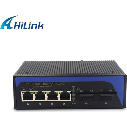 MultiMode Dual Fiber 2KM Un-Managed Industrial Grade Media Converter 2x100Base SC 4-Port 10/100Base Ethernet RJ45
