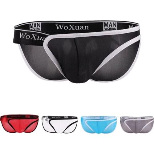 Men Mesh Super Thin Briefs See Through Single Side Belt Male Panties Gay Bulge Penis Pouch Jockstraps Lingerie Underwear