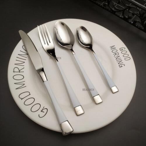 Hot sale 18/10 white silver stainless steel cutlery dining set gold cutlary silverware jogo de jantar cutipol sets