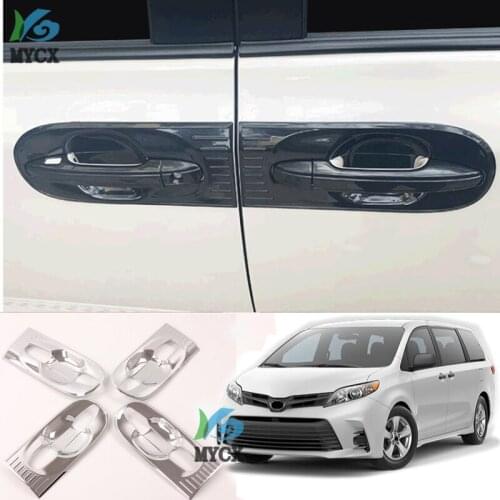 For -Toyota Sienna 2019 2020 Carbon Fiber Door Handle Bowl Cover Trim Molding Decoration Frame Exterior Accessories Car Styling