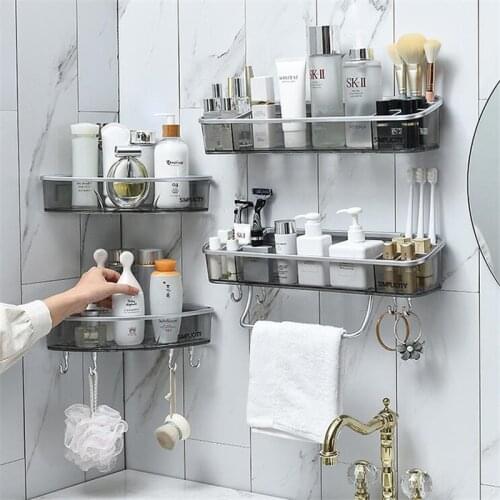 Bathroom Shelf Wall Mounted Shampoo Corner Holder Cosmetic Towel Organizer