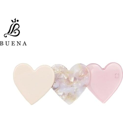 The Latest Design Hair Jewelry Romantic Ladies Hair Barrette Large And Small Heart Hair Grip Acetate Hair Barrette Clips