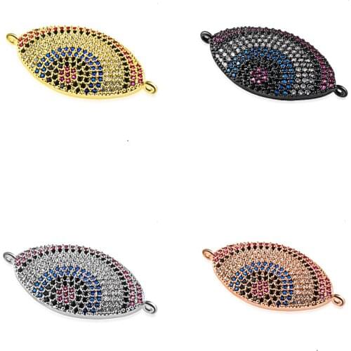 NEW Charm Rainbow Color Zircon Pave Classic Charm Jewelry Connector DIY Crafts Bracelet beads Necklace Accessories Wholesale