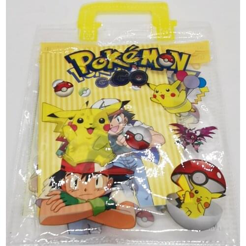 Pokemon Pikachu Portable Stationery Set Bags Childrens Cute Cartoon Student Pencil Box Stationery Set Rubber Ruler