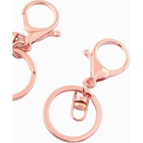 Rose Gold Swivel Clasp Claw with Key Ring Keychain Lobster Clasp Spring Hook Purse Snap Clasps Handbag Trigger Clasp Jewelry