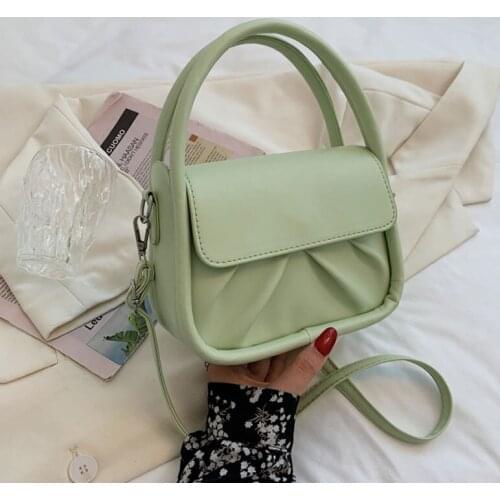 Fashion Pleated Small Handbags For Women High Quality Pu Leather Shoulder Bag Designer Solid Color Female Crossbody Bags