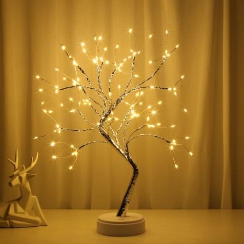 108 LED Touch Night Light Mini Christmas Tree Copper Wire Garland Fairy Lamp Christmas Festival Gifts Home Decoration
