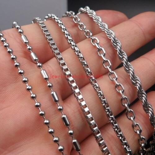 On sale Mixed wholesale 12pcs Lot Stainless Steel Chain Fashion Necklace 24'' (each style 2pcs)