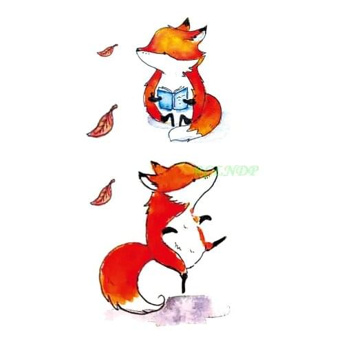Waterproof Temporary Tattoo lovely squirrel fox dog with book tatto stickers flash tatoo fake tattoos for girl kids child