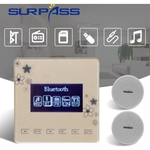 Waterproof Speakers Amplifier Set Two 4inch Ceiling Speaker One Bluetooth In Wall Amplifier For Bathroom Background Music System