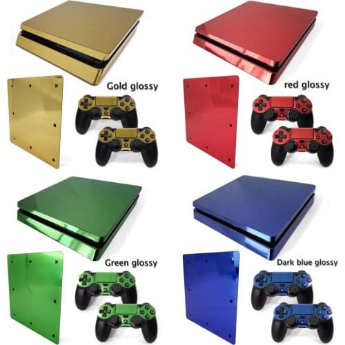 Gold Black Red Glossy Skin High Qulaity Decorative Sticker Decal Cover for PS4 Slim Console