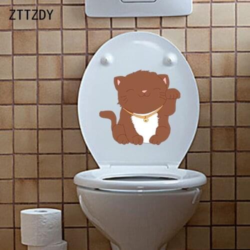 ZTTZDY 24.2*22.5CM Funny Cat Toilet Sticker BedRoom Home Decor Creative Wall Decal T3-0361